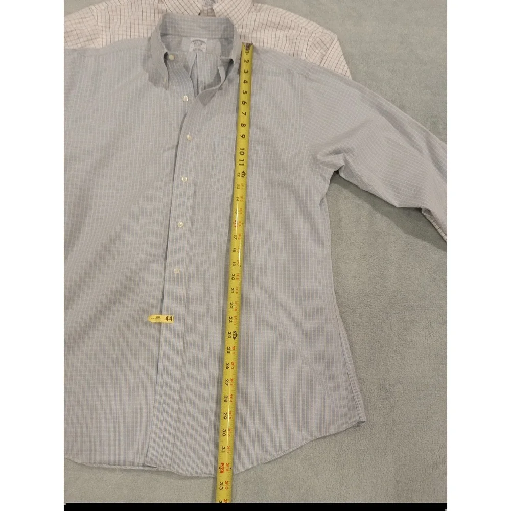 (2) Mens Brooks Brothers Original Polo 346Dress Button Shirt 15.5-2/3 Blue White
